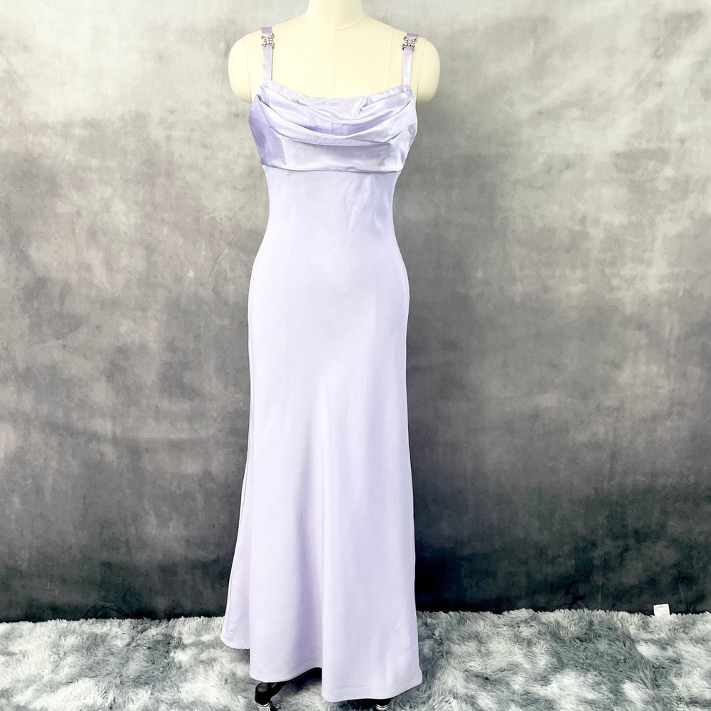 VTG Y2K Maxi Dress Womens Medium Purple Prom Old Hollywood Glam Regency Pastel